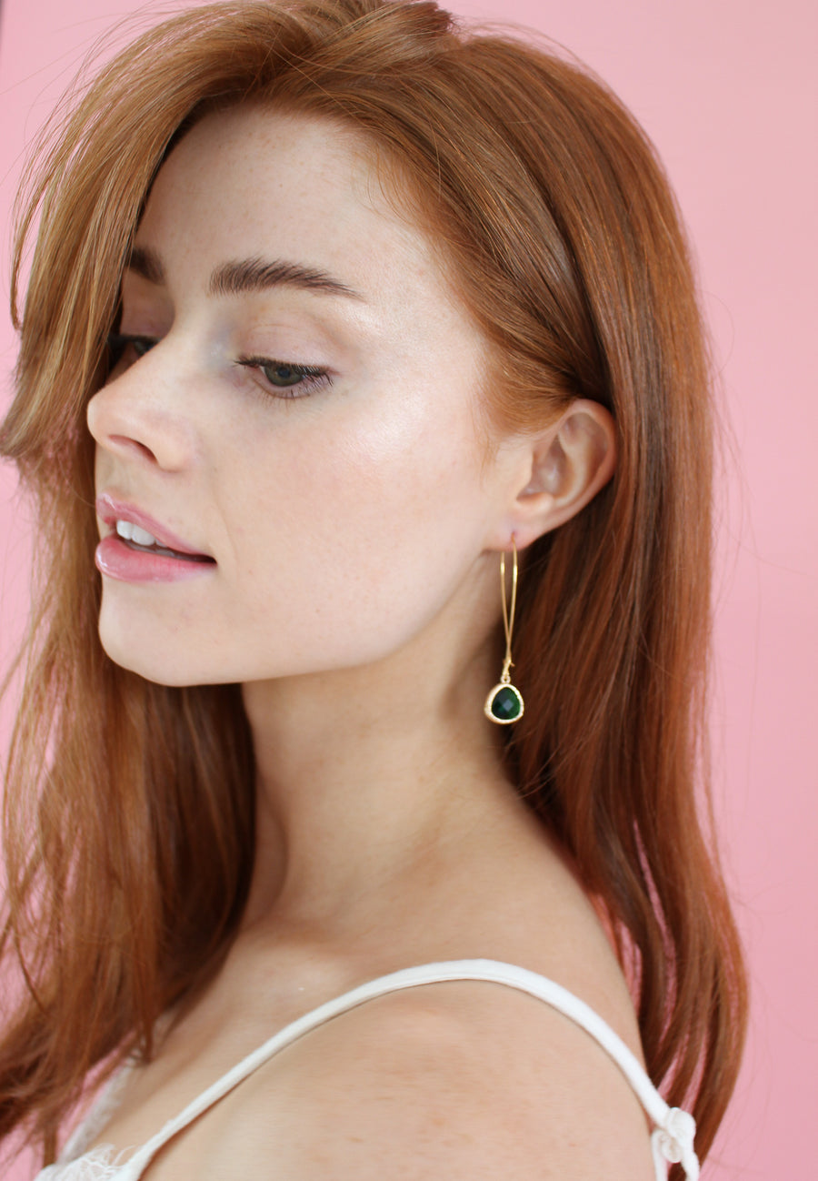 Roman Green Teardrop Earrings Long