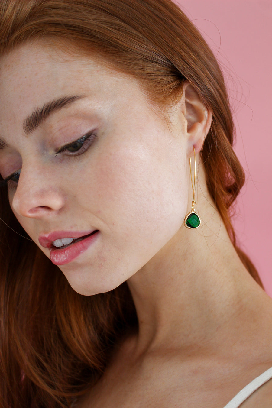 Roman Green Teardrop Earrings Long