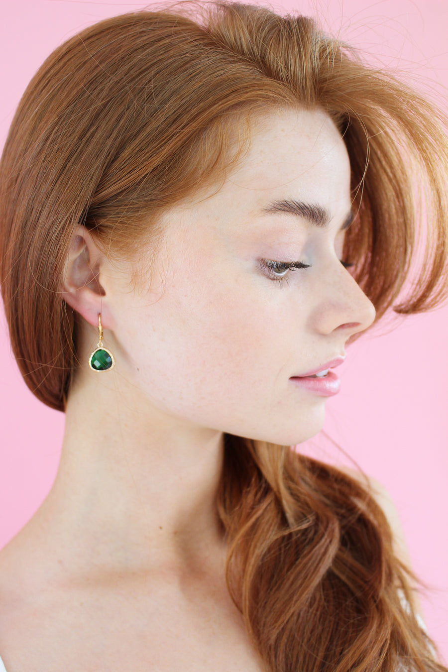 Roman Green Teardrop Earrings Short