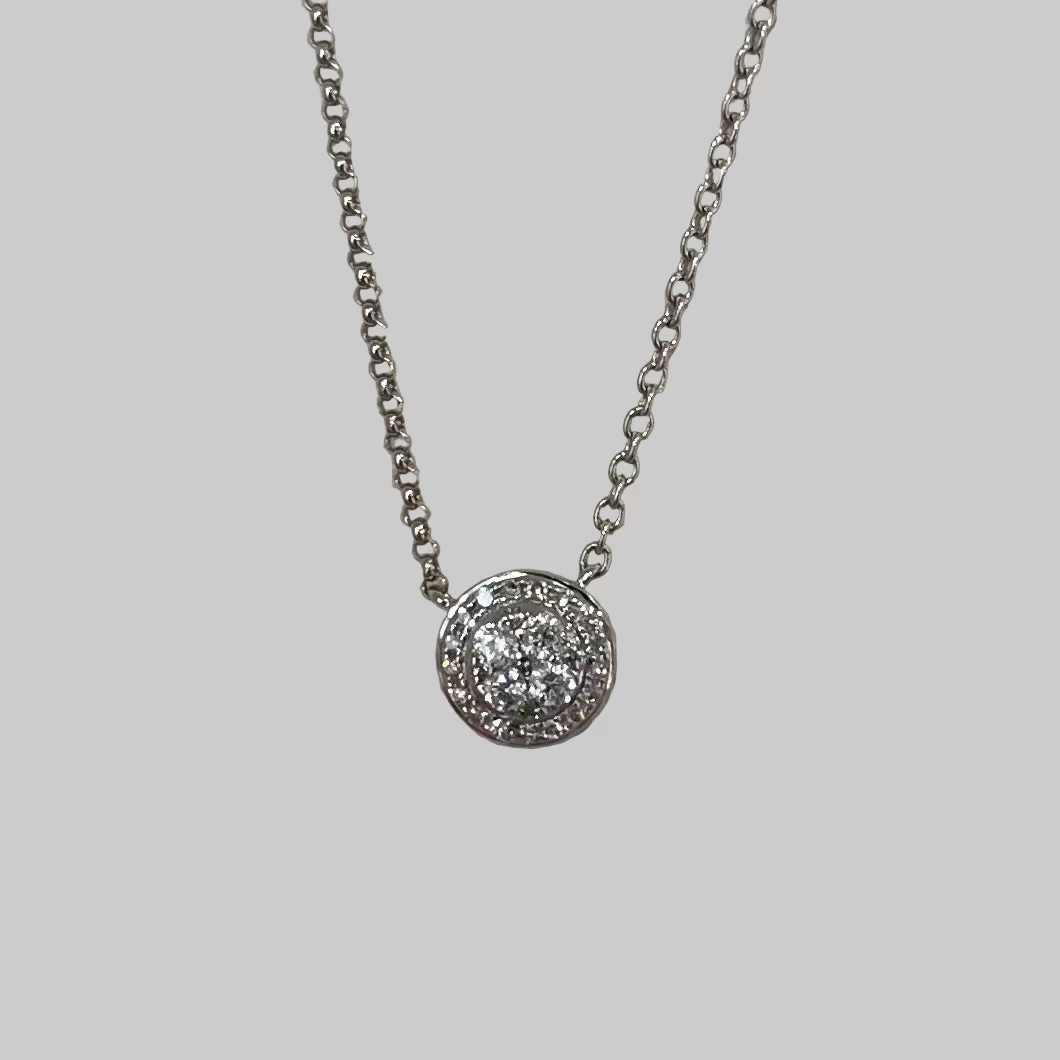 9ct White Gold Diamond Halo Pendant Necklace - Timeless Elegance