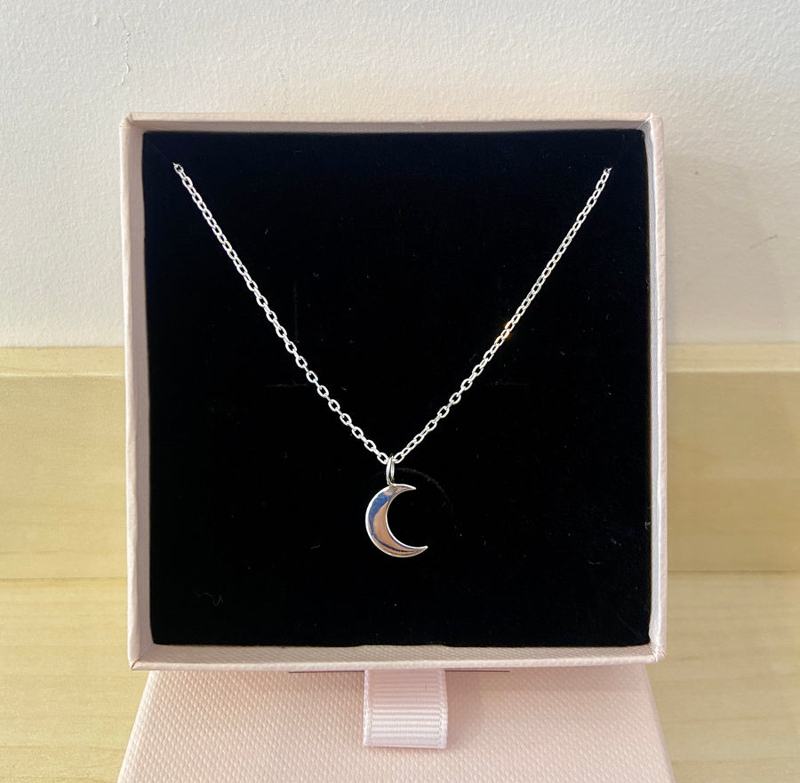 Moon Pendant Sterling Silver Necklace
