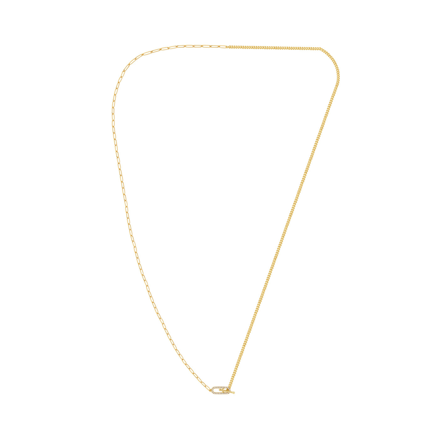 Alchemy Paperclip Curb Fob Necklace Gold