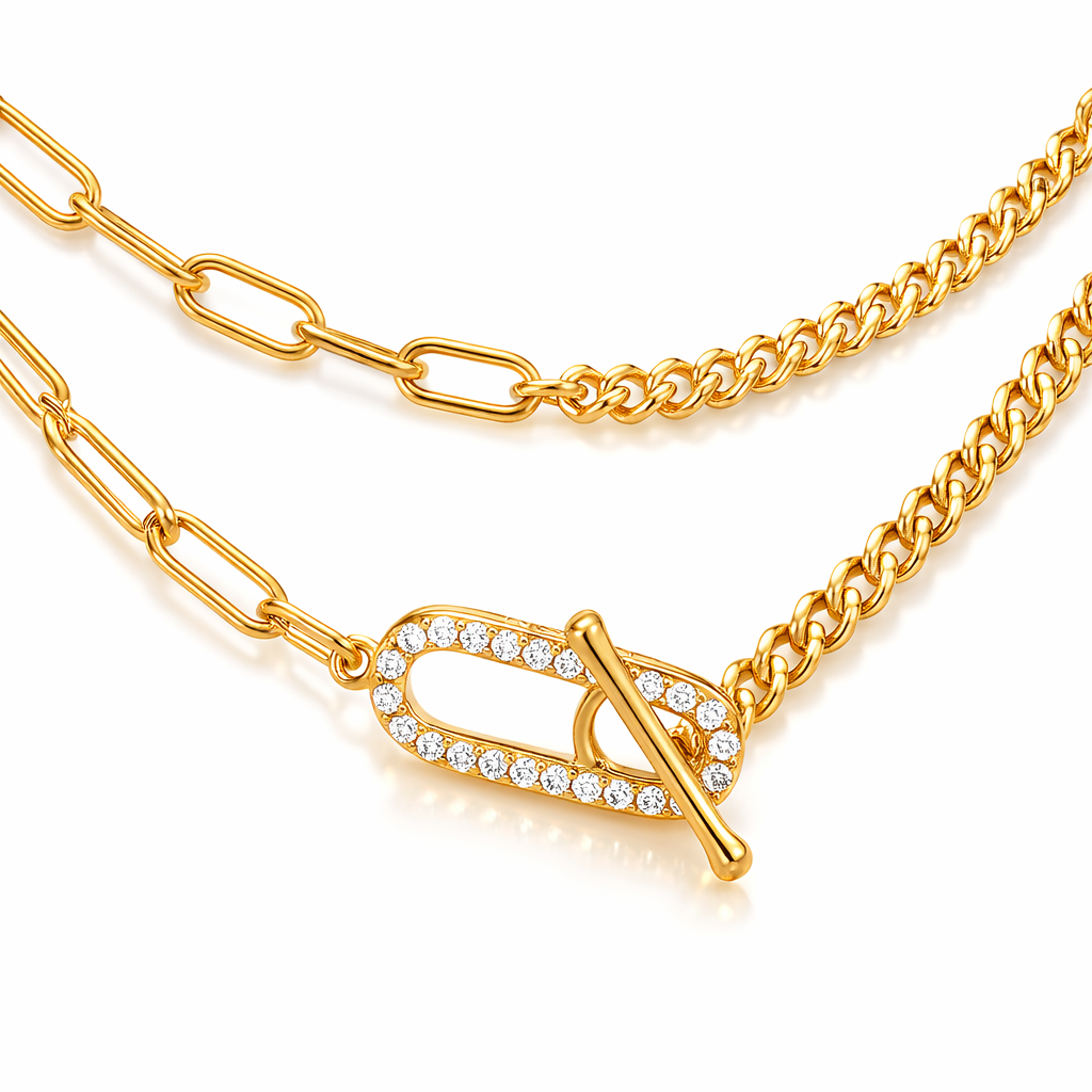 Alchemy Paperclip Curb Fob Necklace Gold