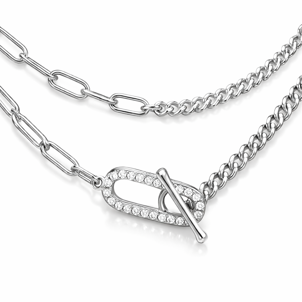 Alchemy Paperclip Curb Fob Necklace Silver