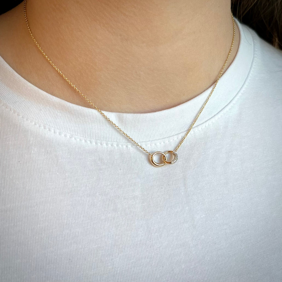 Interlocking Circle Diamond Necklace in 9ct Yellow Gold