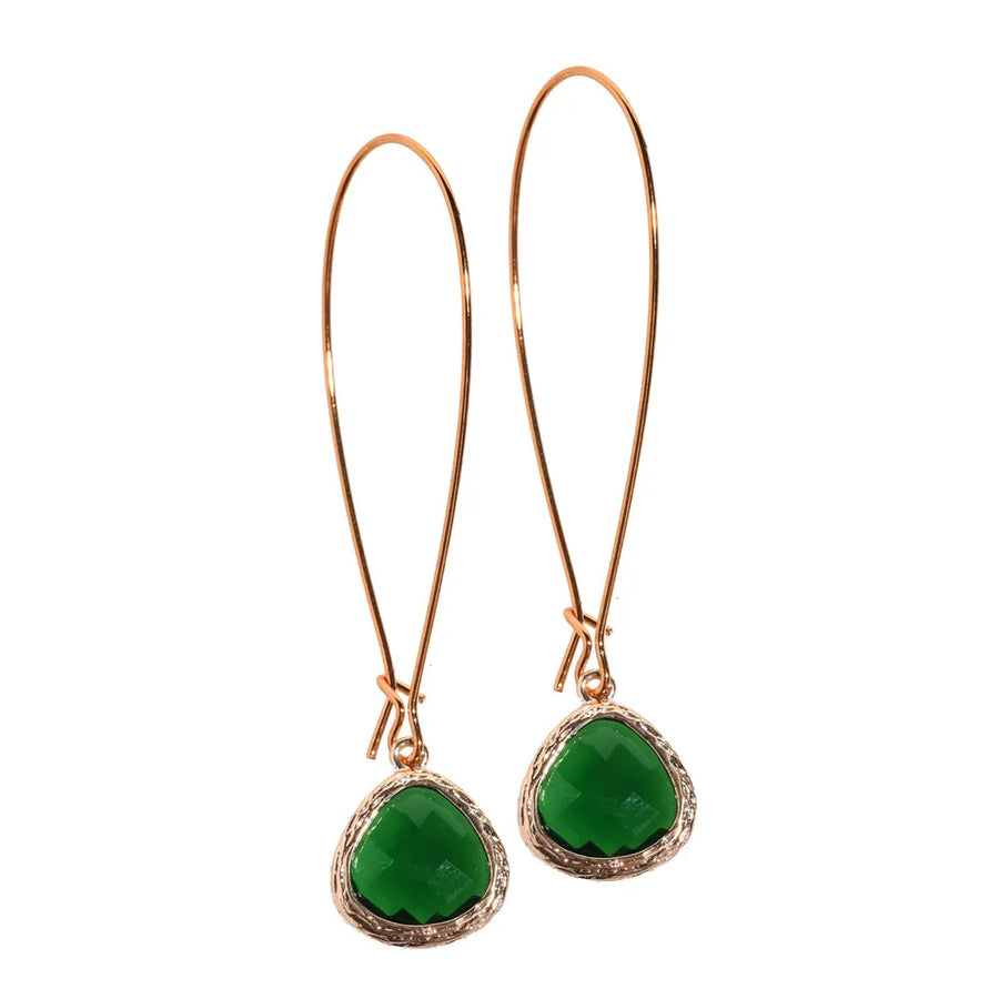 Roman Green Teardrop Earrings Long