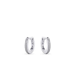 Small thick CZ Stone Huggie Hoop Earring. 925 Sterling Silver