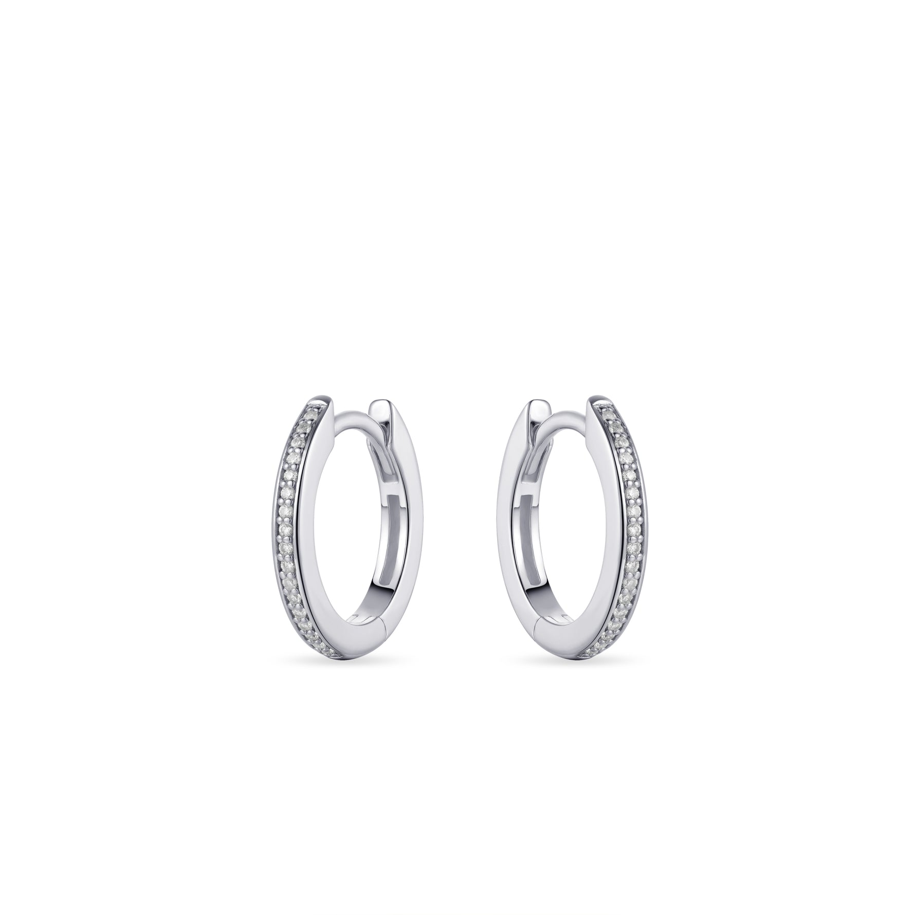 Medium sparkle hoop huggie style earring. 925 Sterling Silver and 18ct Gold Plated.