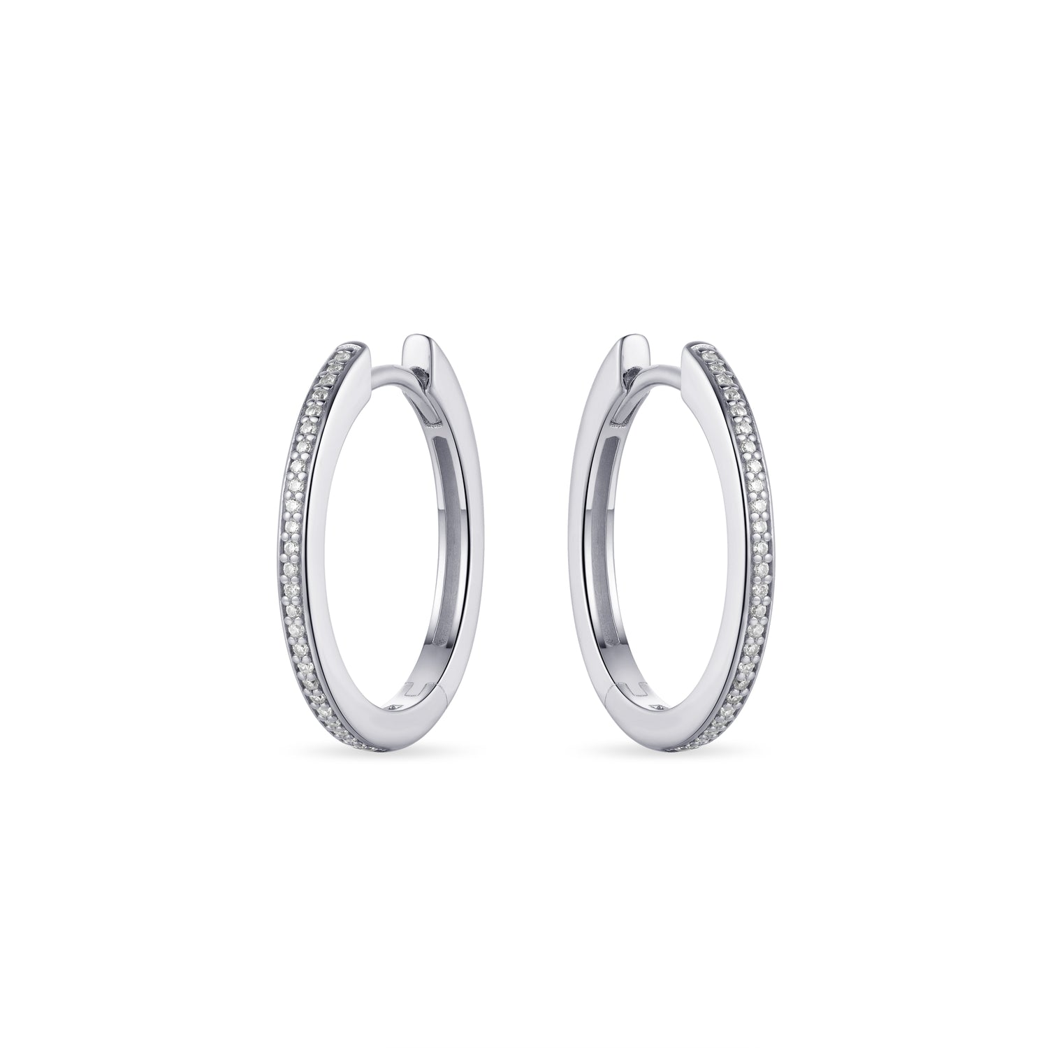 Sparkle CZ Stone Large Hoop Huggie Style Earring. 925 Sterling Silver and 18ct Gold Plated.