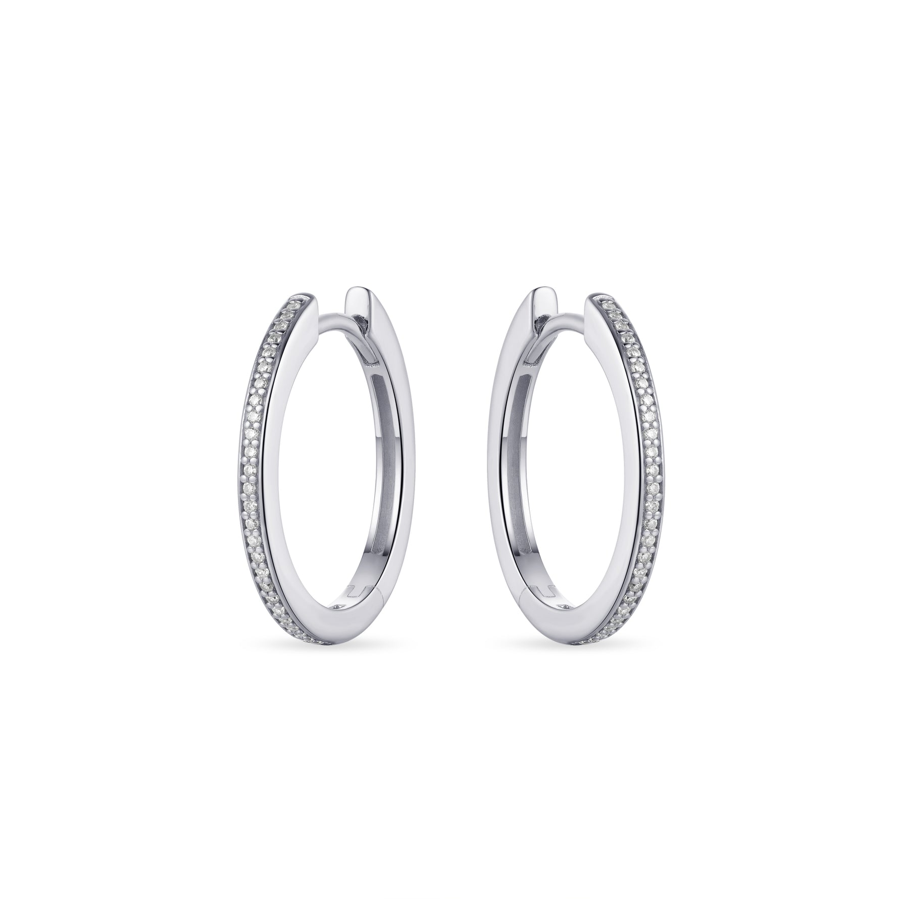 Sparkle CZ Stone Large Hoop Huggie Style Earring. 925 Sterling Silver and 18ct Gold Plated.