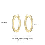 Sparkle CZ Stone Large Hoop Huggie Style Earring. 925 Sterling Silver and 18ct Gold Plated.