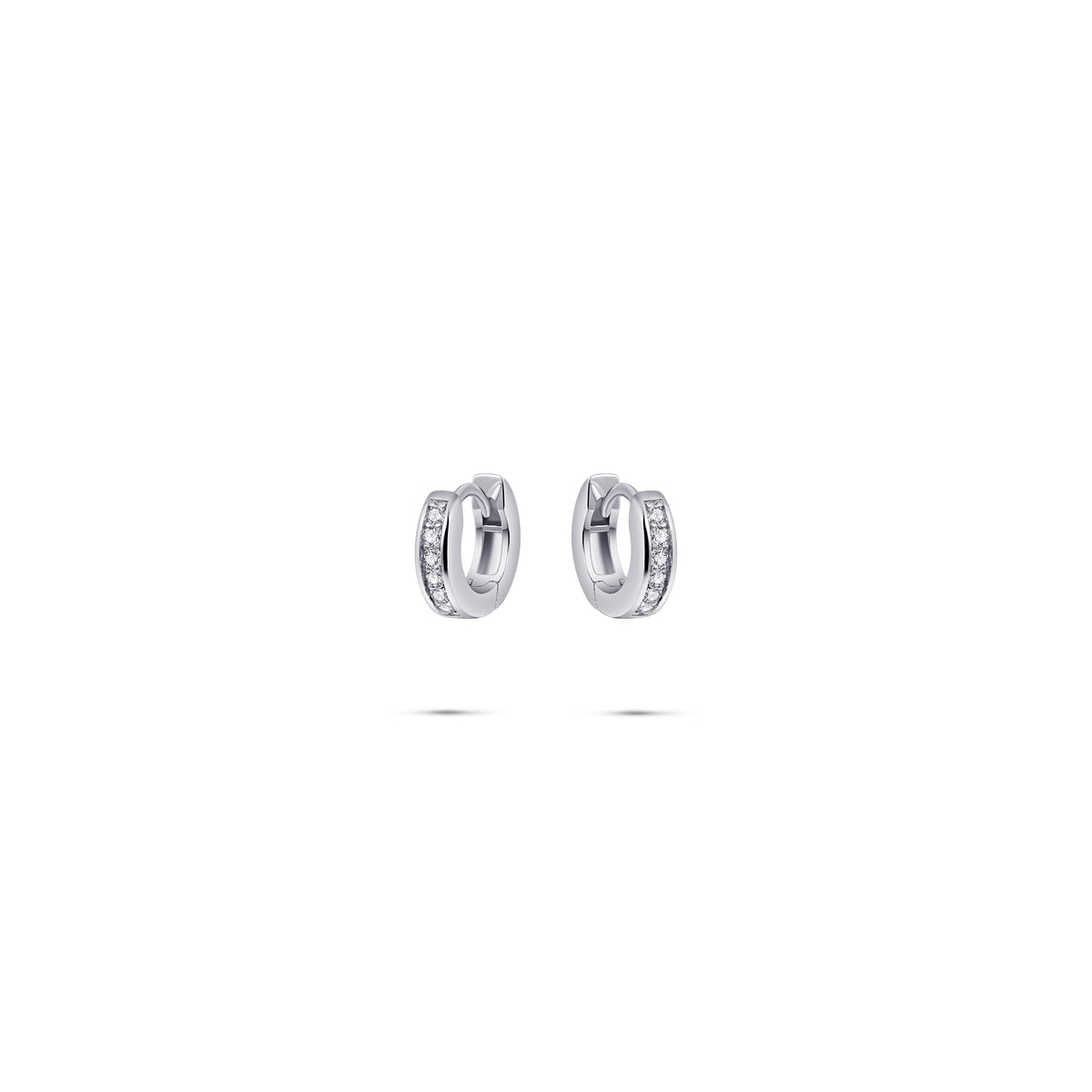 Staple small CZ Stone  huggie hoop earring. 925 Sterling Silver and 18ct Gold Plated.