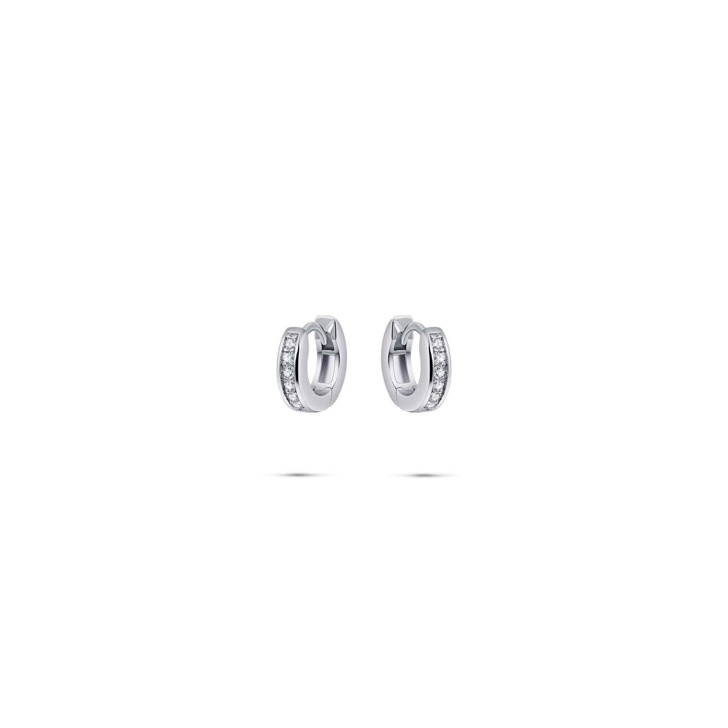 Staple small CZ Stone  huggie hoop earring. 925 Sterling Silver and 18ct Gold Plated.