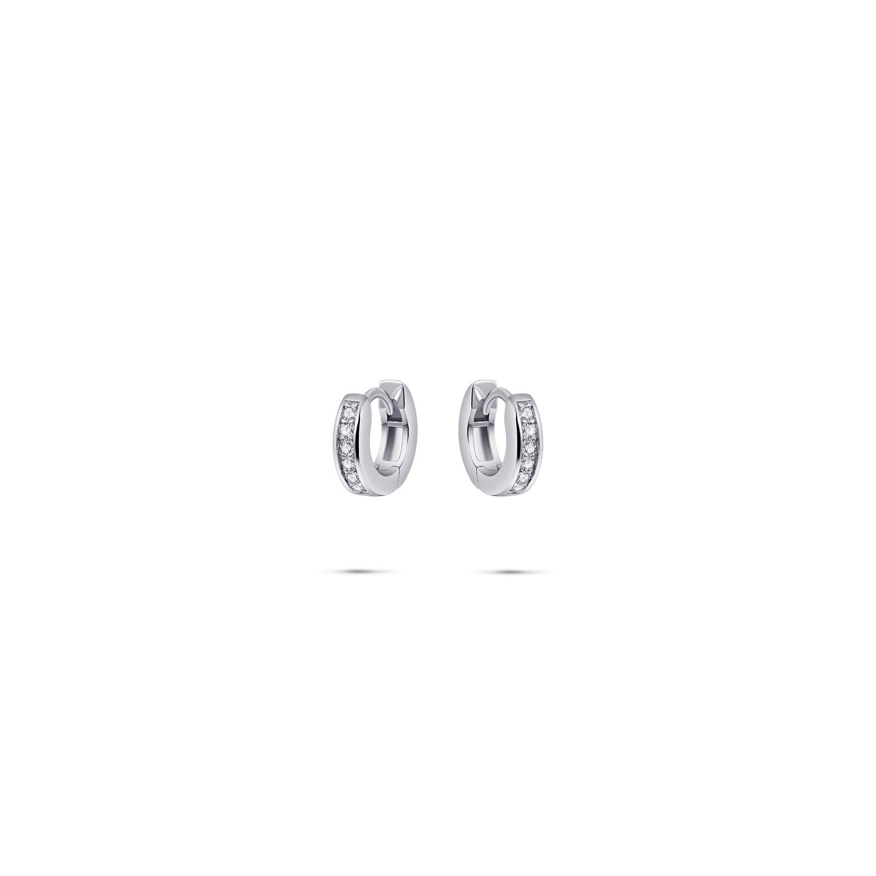 Staple small CZ Stone  huggie hoop earring. 925 Sterling Silver and 18ct Gold Plated.