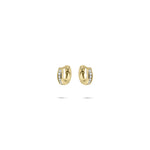 Staple small CZ Stone  huggie hoop earring. 925 Sterling Silver and 18ct Gold Plated.