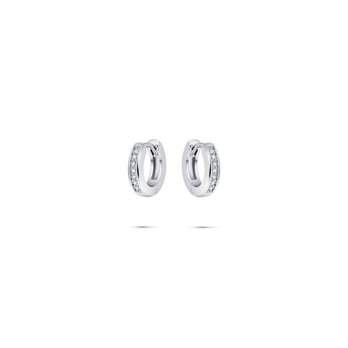 Medium sparkle hoop huggie style earring. 925 Sterling Silver and 18ct Gold Plated.
