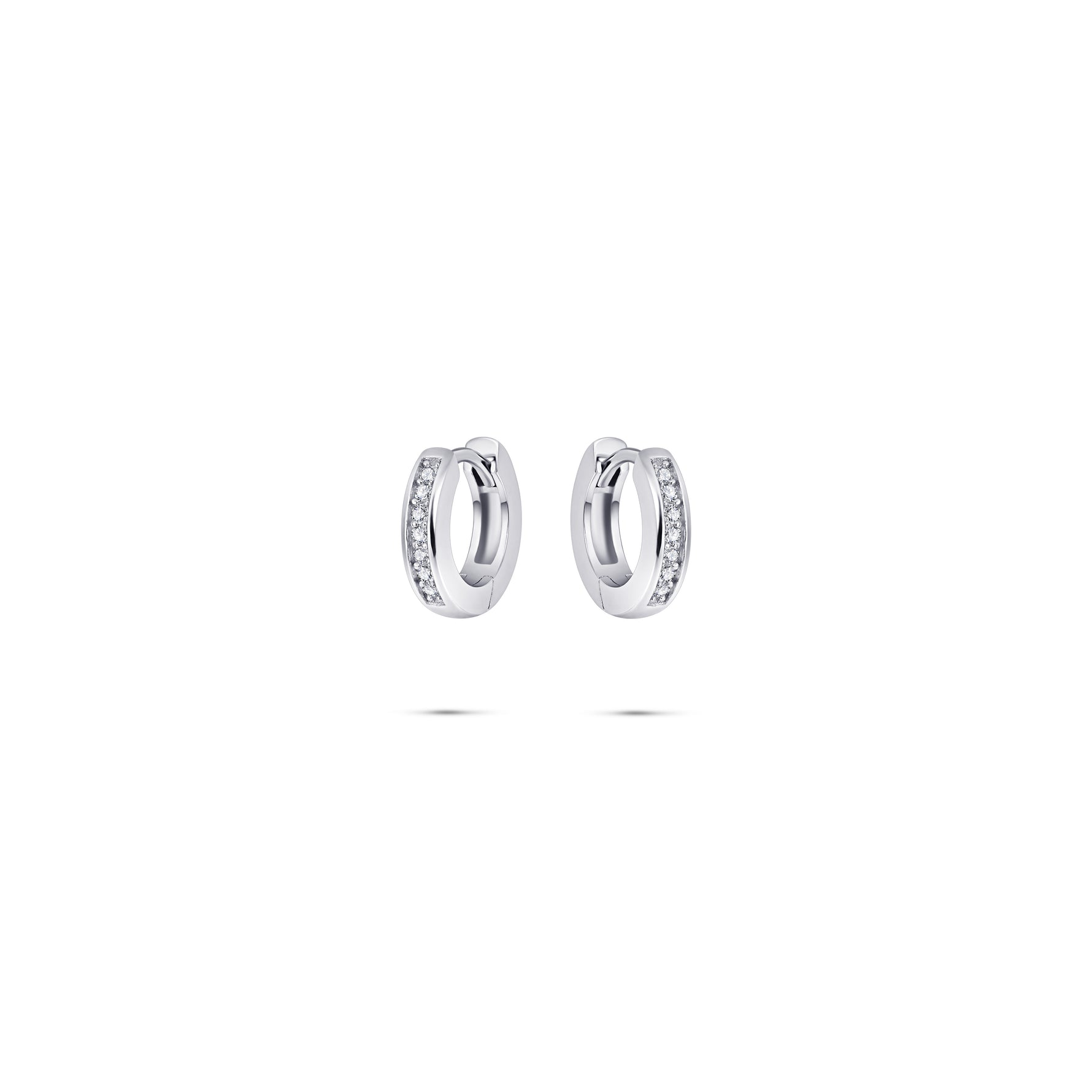 Medium sparkle hoop huggie style earring. 925 Sterling Silver and 18ct Gold Plated.