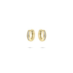 Medium sparkle hoop huggie style earring. 925 Sterling Silver and 18ct Gold Plated.
