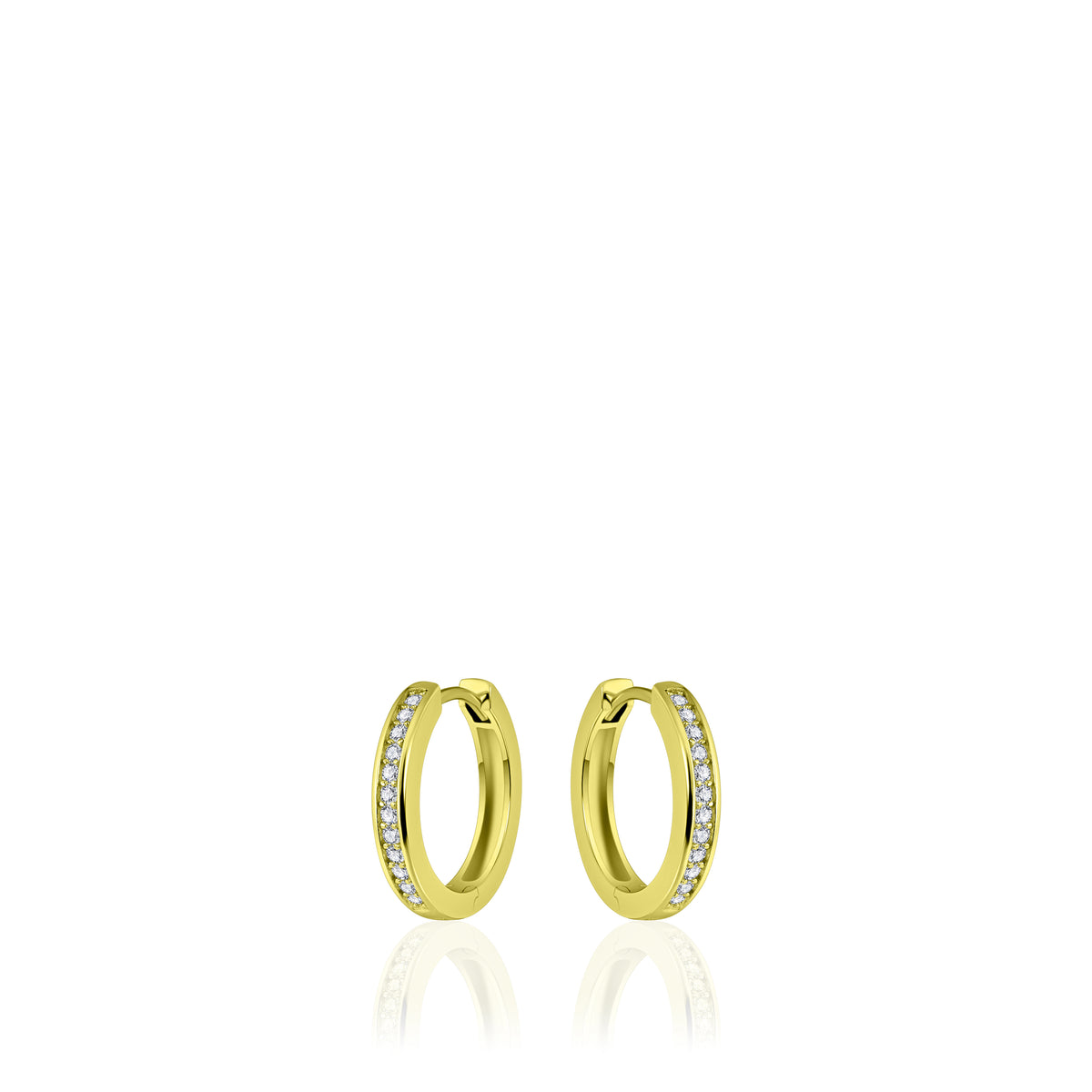 Sparkle CZ Stone Hoop Huggie Style Earring. 925 Sterling Silver and 18ct Gold Plated.