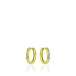 Sparkle CZ Stone Hoop Huggie Style Earring. 925 Sterling Silver and 18ct Gold Plated.