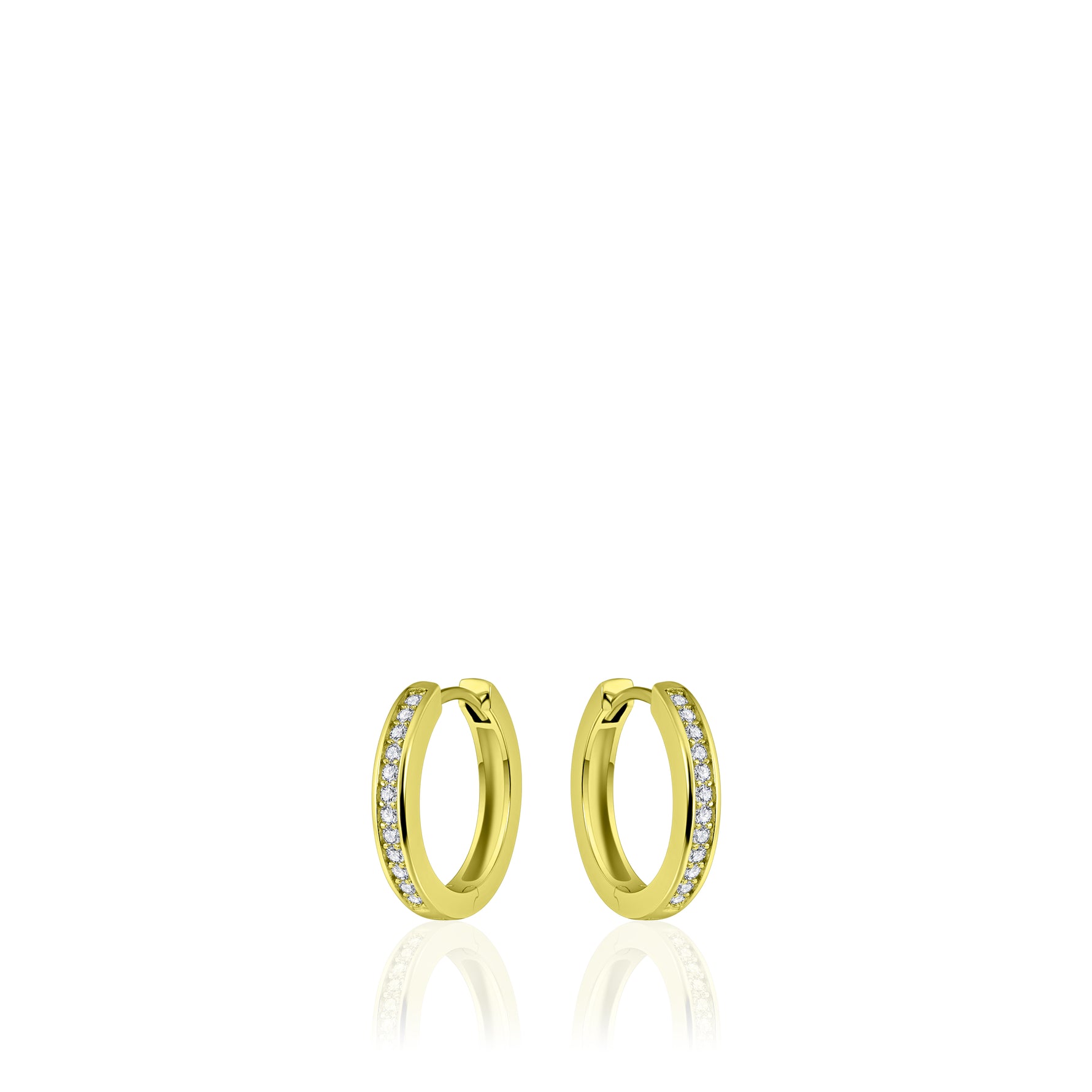 Sparkle CZ Stone Hoop Huggie Style Earring. 925 Sterling Silver and 18ct Gold Plated.