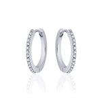 Thin huggie sparkle hoop earring. 925 Sterling Silver with CZ Stones.