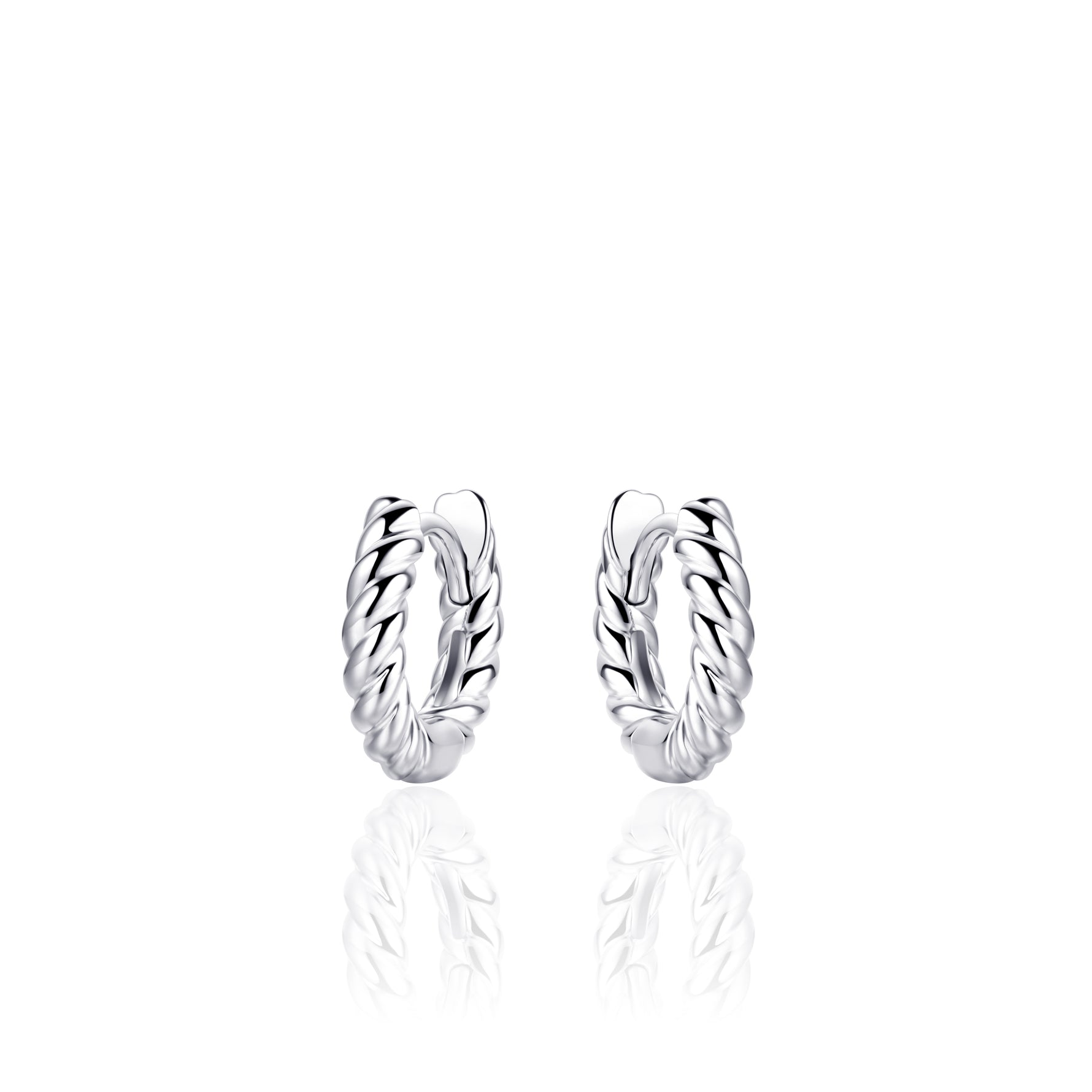 Staple small twist huggie hoop earring. 925 Sterling Silver and 18ct Gold Plated.