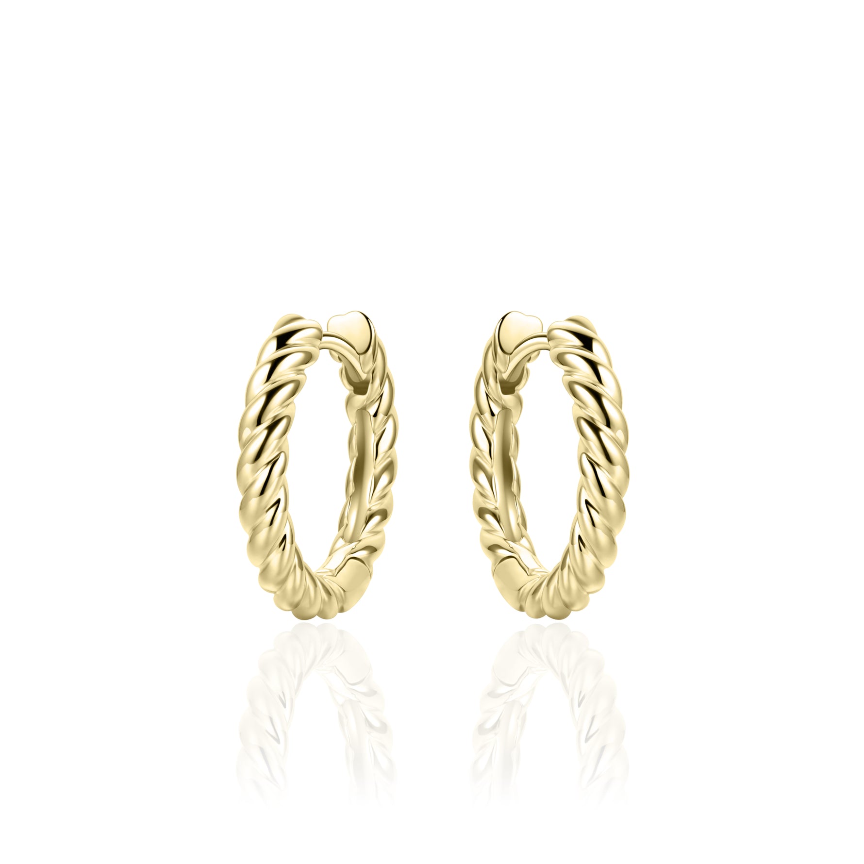 Medium hoop twist huggie style earring. 925 Sterling Silver and 18ct Gold Plated.