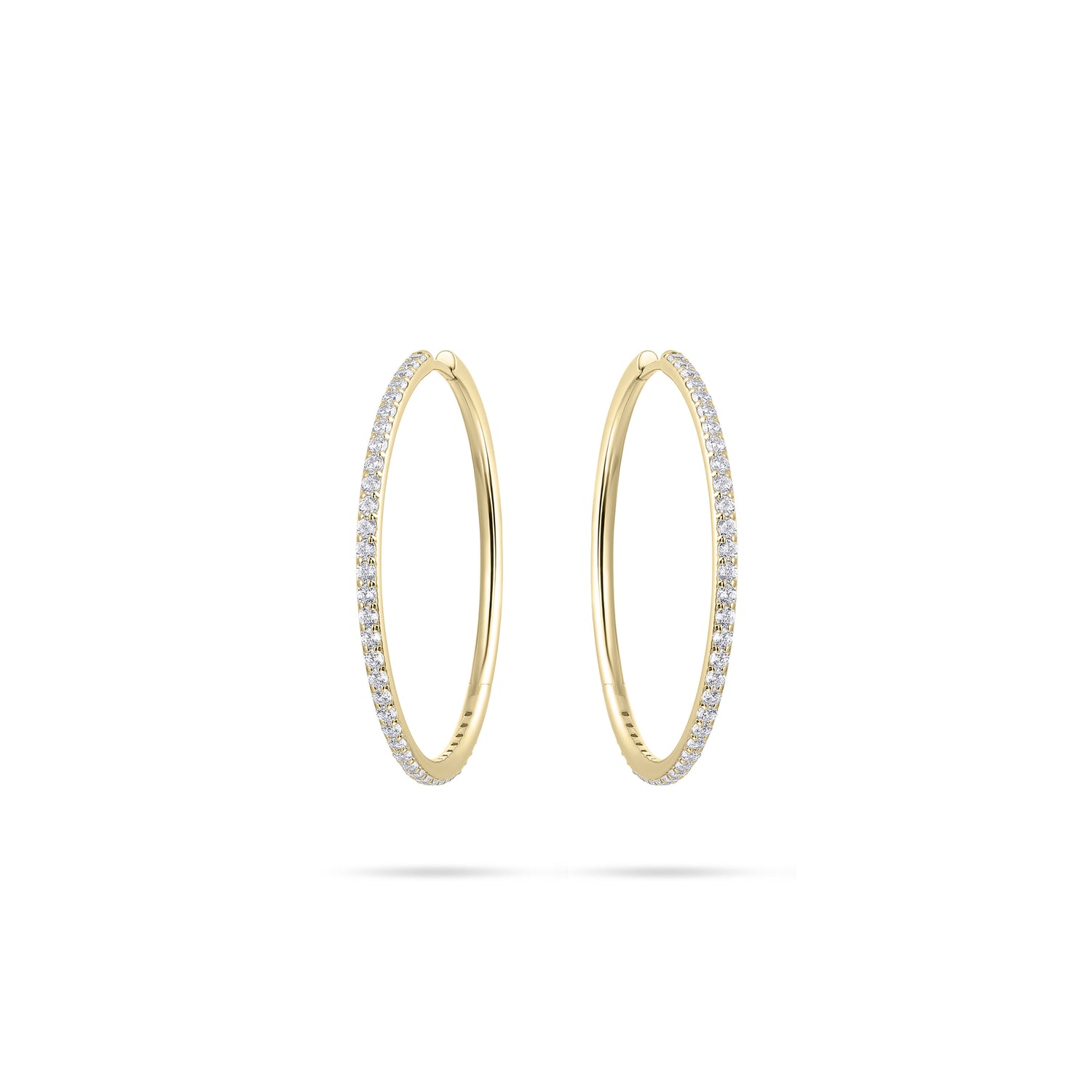 Extra Large Hoop Sparkle Earring. Huggie Style Hoop Earring. 18ct Yellow Gold Plated 925 Sterling Silver Earring.