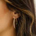 Extra Large Hoop Sparkle Earring. Huggie Style Hoop Earring. 18ct Yellow Gold Plated 925 Sterling Silver Earring.