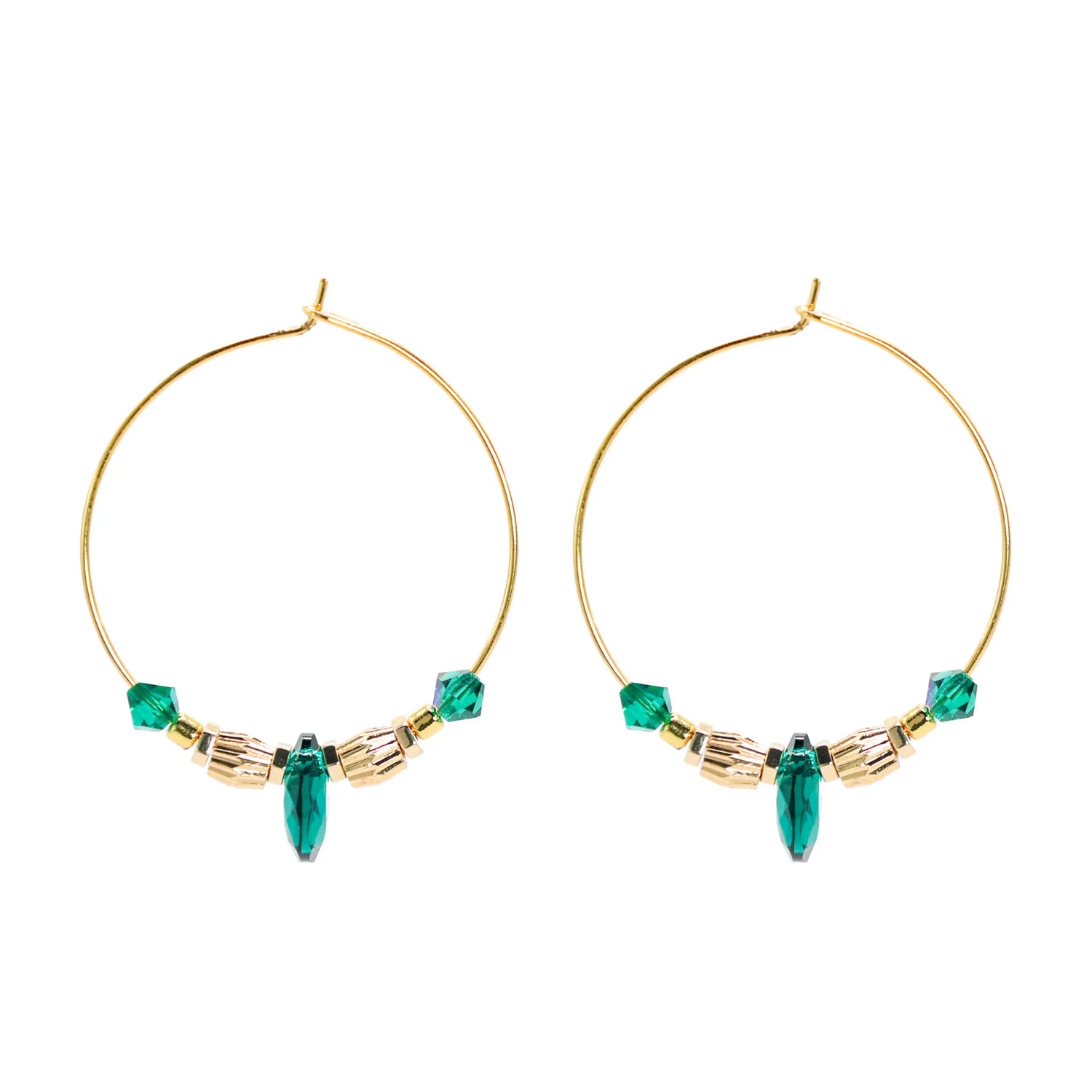 Amara Drop Hoops - Emerald