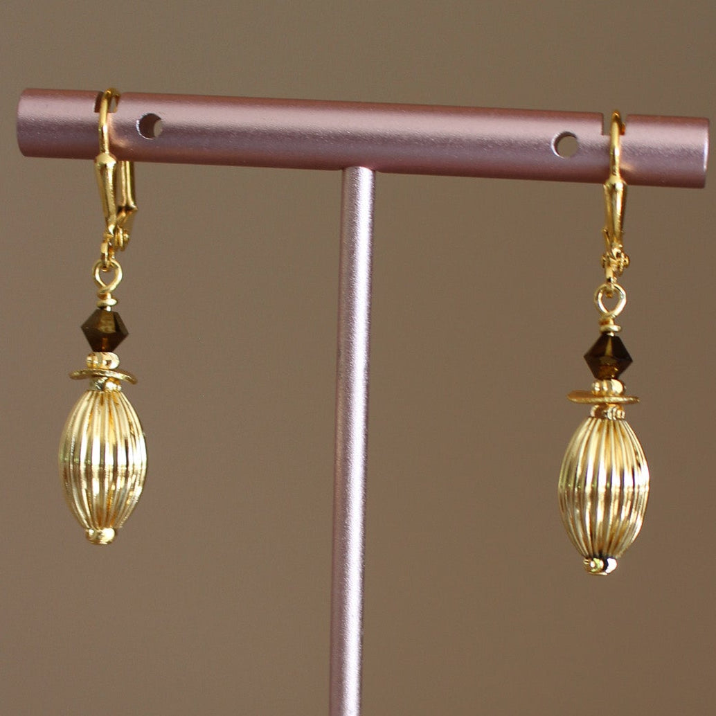 Nocturne Gold Fluted Earrings- Short