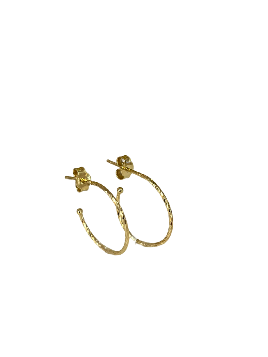 Large Twist 9ct Gold Hoop Earring