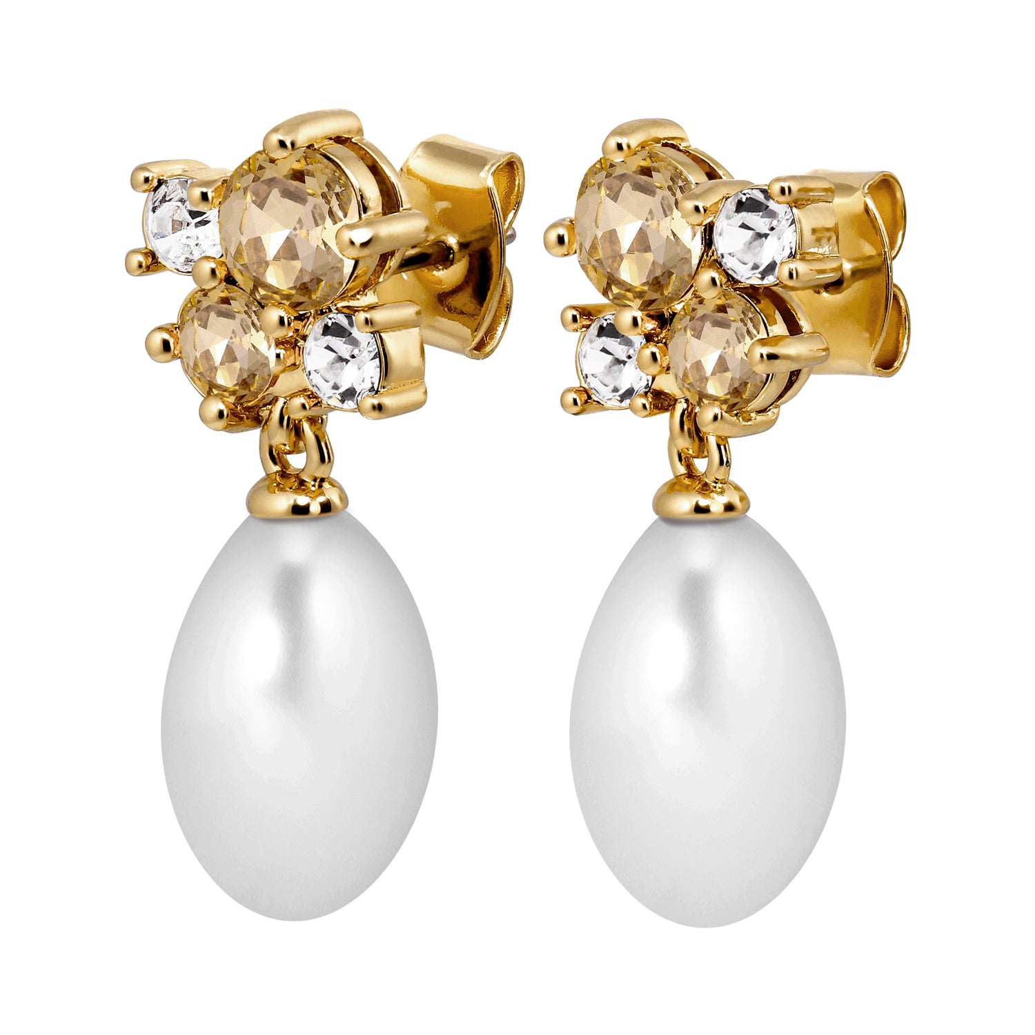Petun SG Golden/White Pearl Earrings