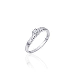 Small Solitaire CZ Stone Ring. 925 Sterling Silver