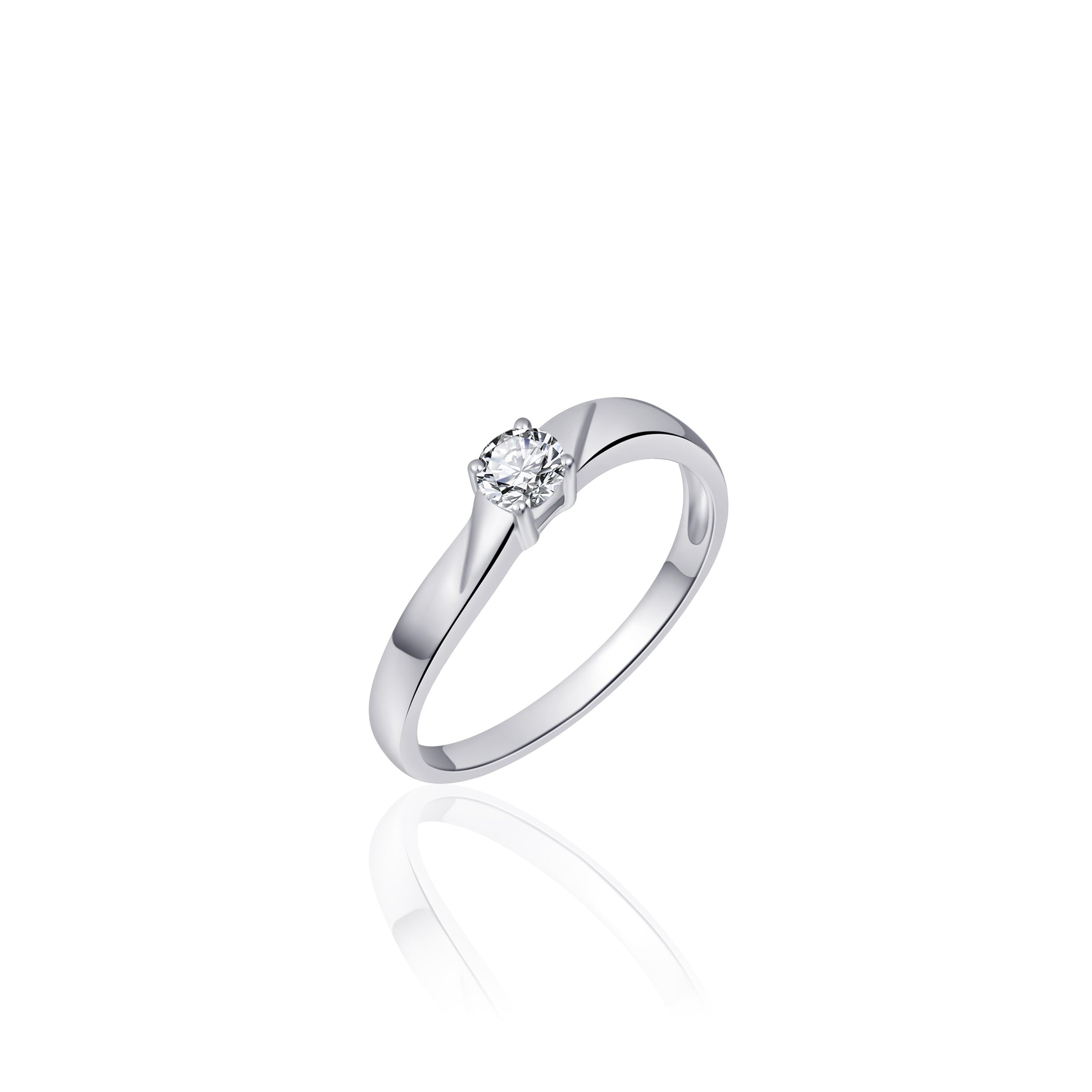 Small Solitaire CZ Stone Ring. 925 Sterling Silver