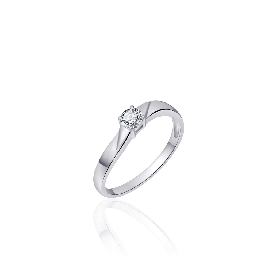 Small Solitaire CZ Stone Ring. 925 Sterling Silver