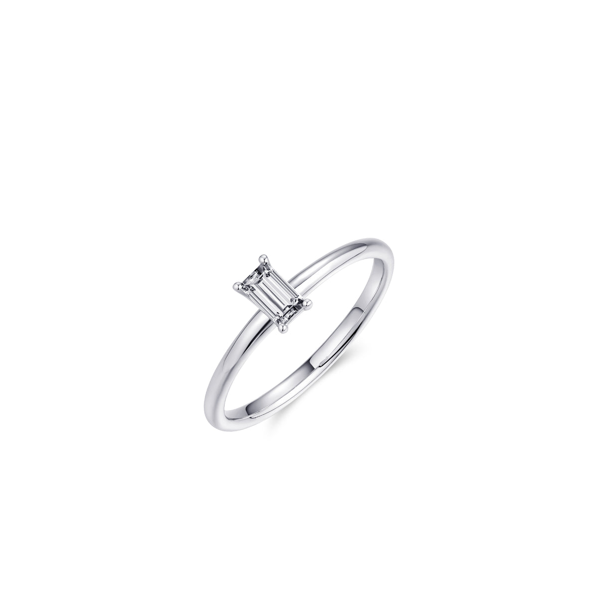 Emerald Cut CZ Stone Sterling Silver Ring. 925 Sterling Silver Ring.