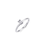Emerald Cut CZ Stone Sterling Silver Ring. 925 Sterling Silver Ring.