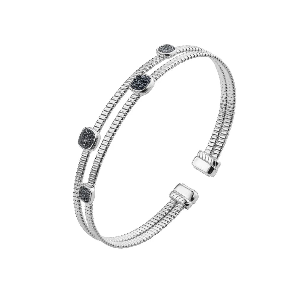 Jolie Silver double band bracelet with diamond dust