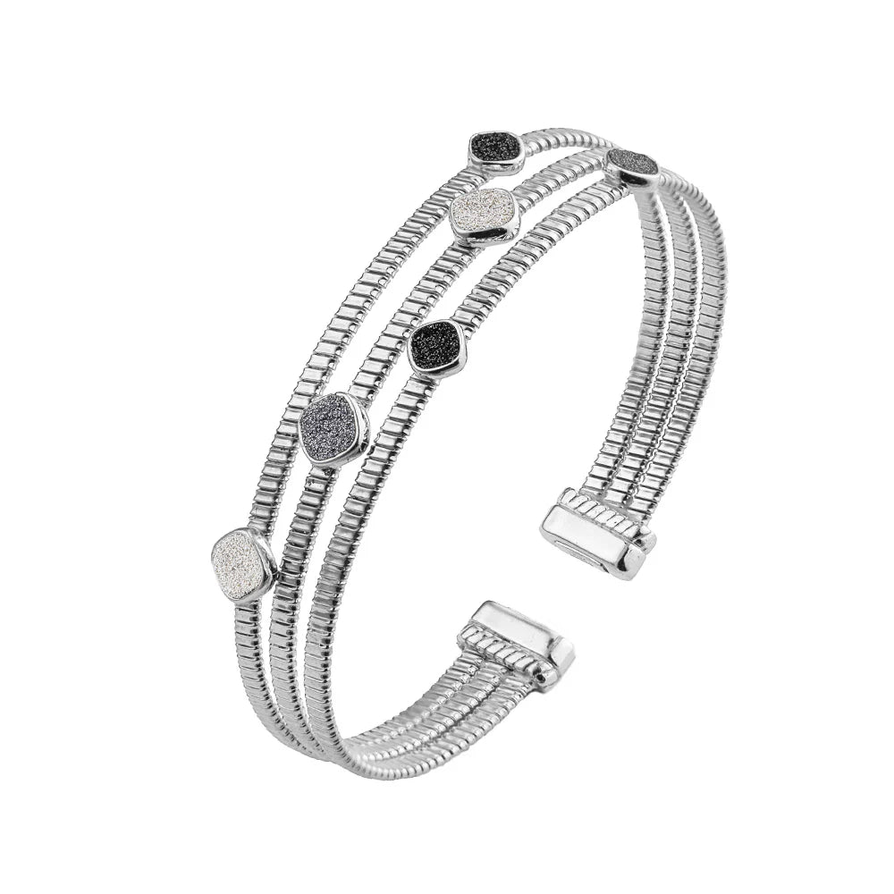 Jolie Silver three-band bracelet with diamond dust