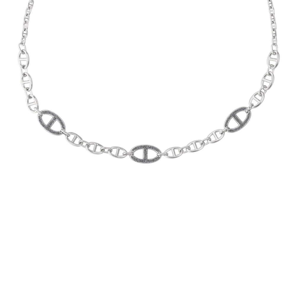 Jolie Silver marine mesh and diamond dust necklace