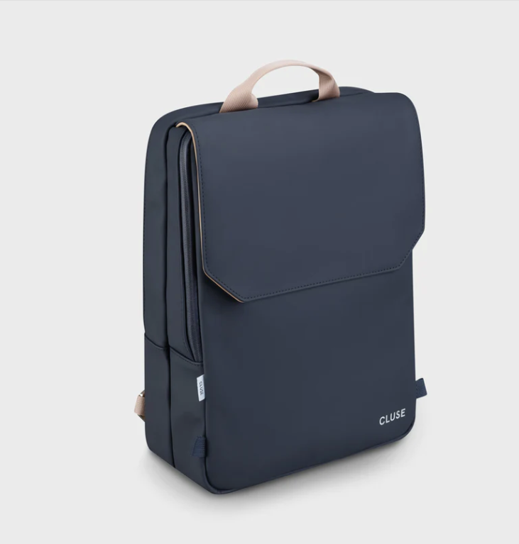 Cluse Reversible Backpack Dark Blue Caramel and Silver Colour