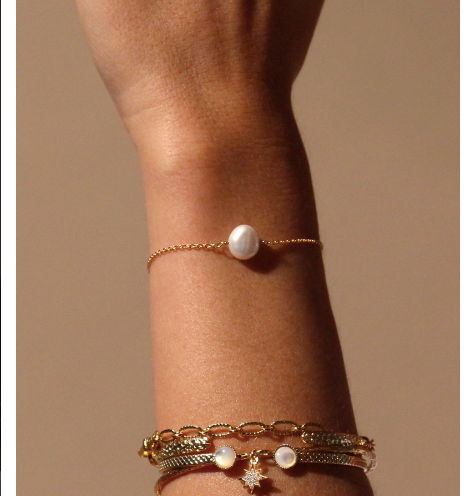 fresh water pearl delicate bracelet 24k gold plated