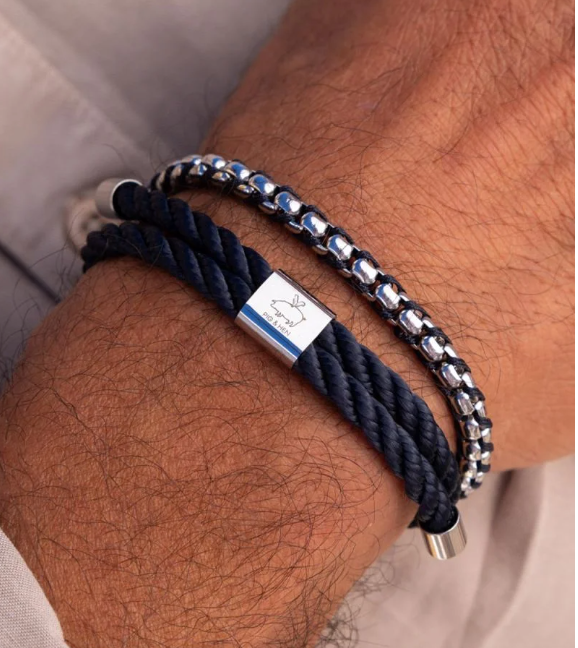 Little Lewis Twist - Navy/Silver