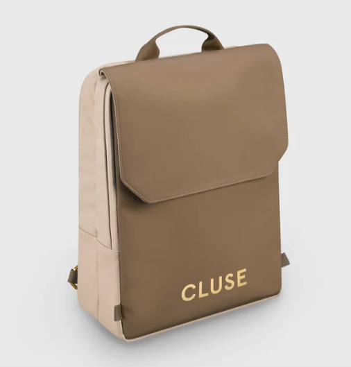 Cluse Reversible Backpack, Beige Dark Brown, Gold Colour