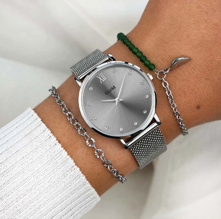 Minuit Mesh Crystals, Grey, Silver Colour Watch CW10203