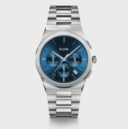 Vigoureux Chrono Steel Blue, Silver Colour Watch CW20801