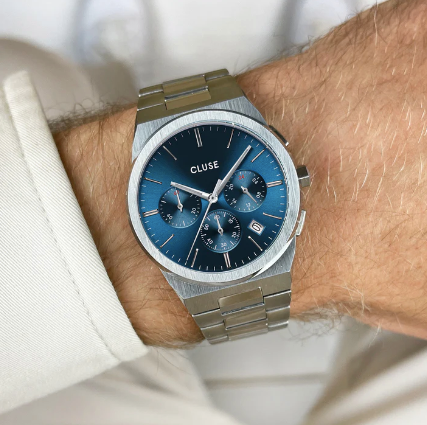 Vigoureux Chrono Steel Blue, Silver Colour Watch CW20801