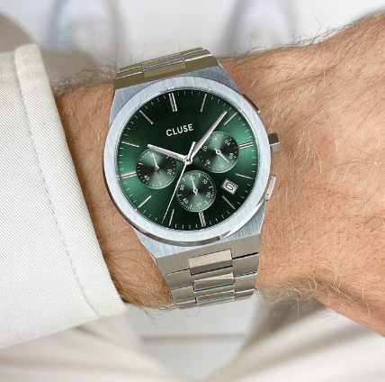 Vigoureux Chrono Steel Green, Silver Colour Watch CW20803